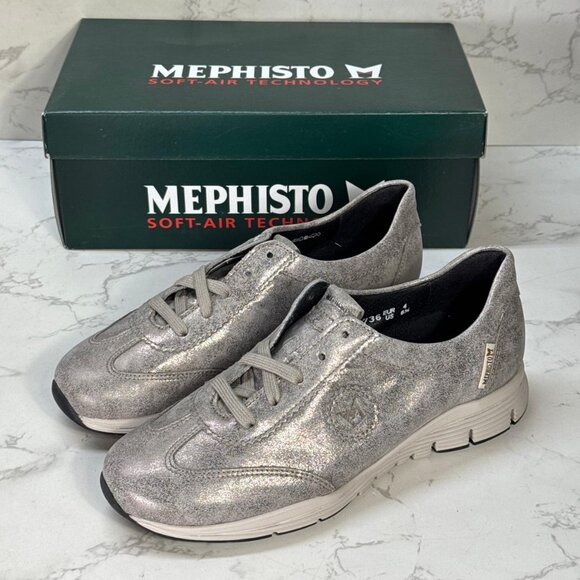 MEPHISTO Yael Soft-Air Sneaker In Dark Taupe Pipa 4665 Size 6.5 - Picture 1 of 9